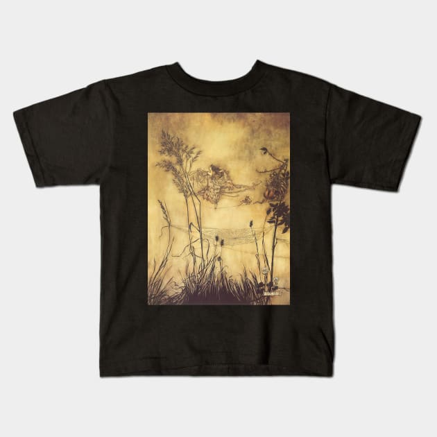 Vintage Fairy's Tightrope by Arthur Rackham Kids T-Shirt by MasterpieceCafe